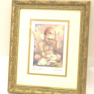 Framed Art Print "The Doctor" Cherub Angel Doctor & Rabbit: K. Galleher Virginia